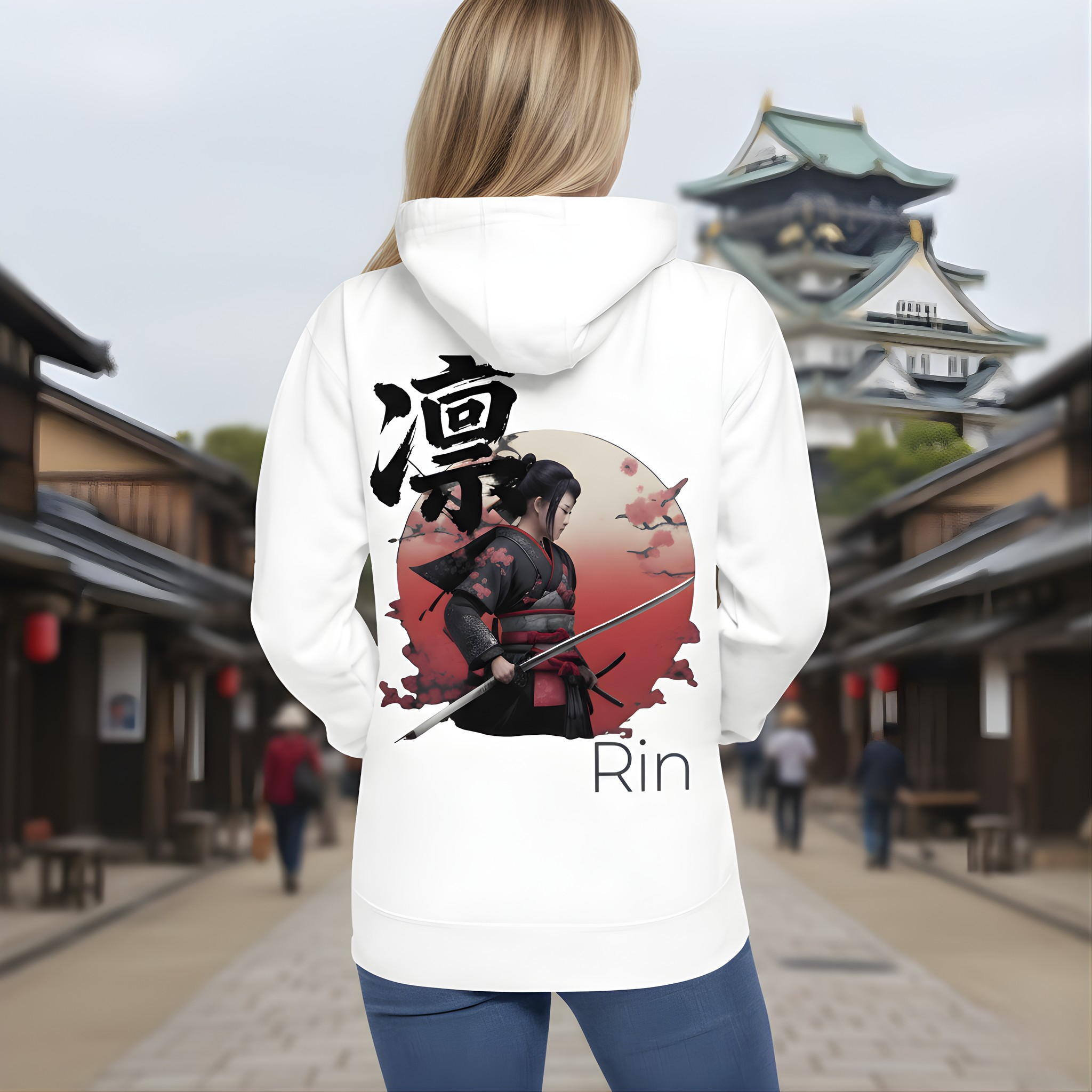 Sudadera Blanca “Rin” 凛 — Fortaleza Serena | Estética Japonesa Minimalista