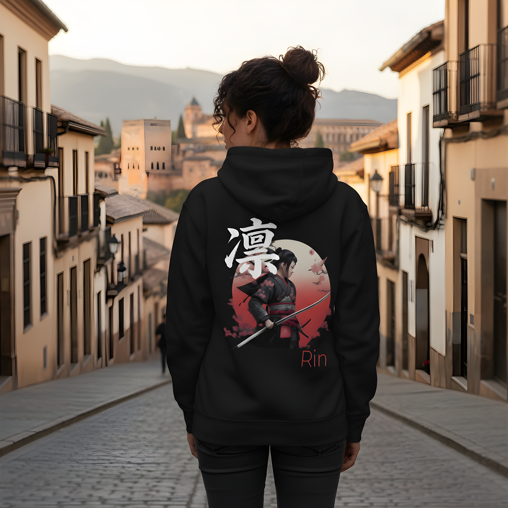 Sudadera Negra “Rin” 凛 — Dignidad Elegante | Streetwear Japonés Premium