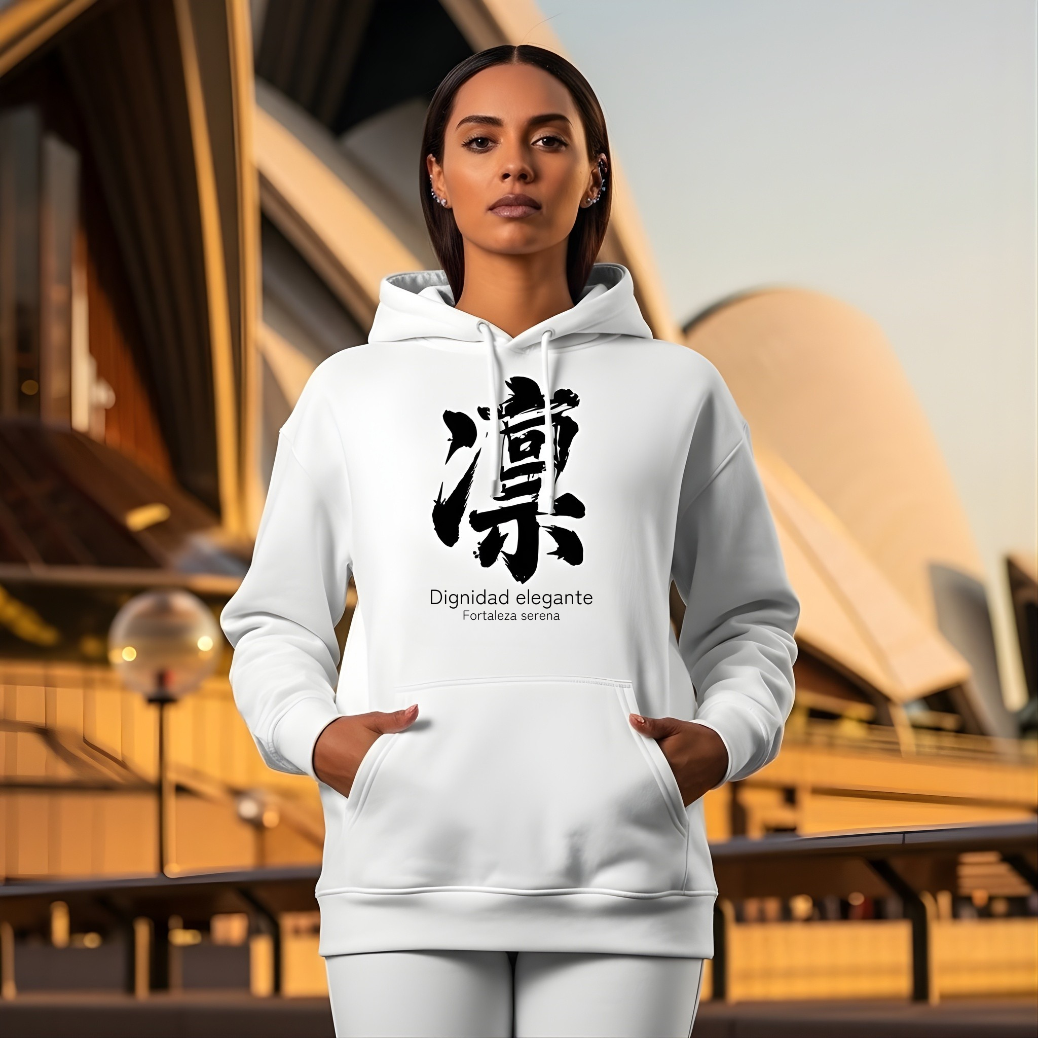 Sudadera Blanca “Rin” 凛 — Fortaleza Serena | Estética Japonesa Minimalista