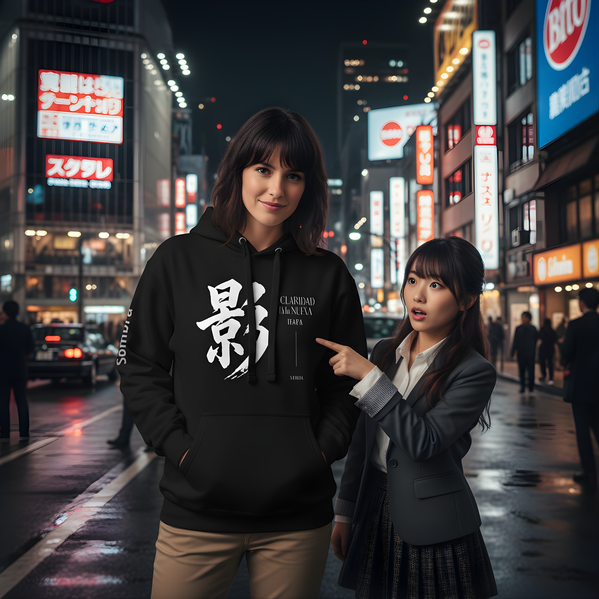 Sudadera Negra Premium 影  – Sombra Minimalista Japonesa | Streetwear Elegante Unisex