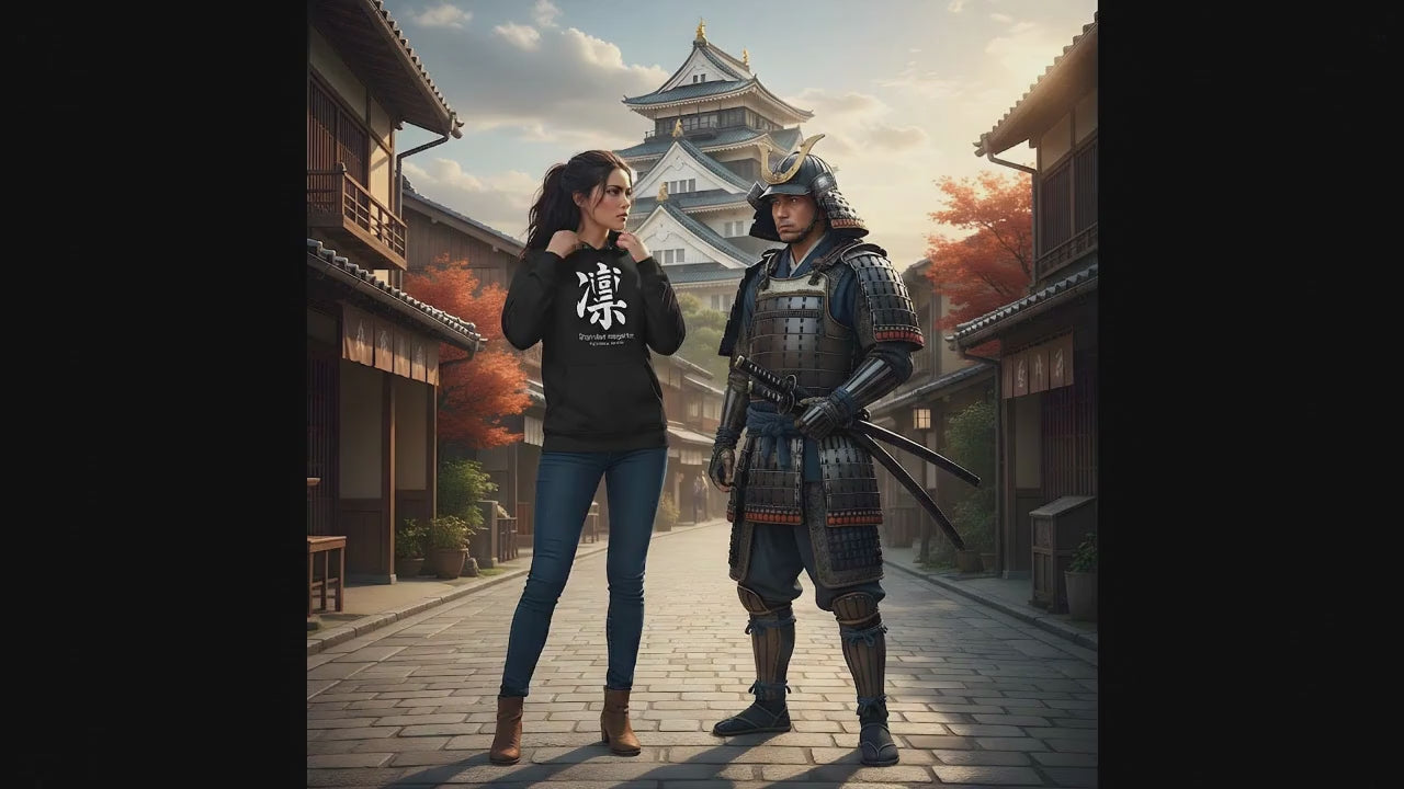 Sudadera Negra “Rin” 凛 — Dignidad Elegante | Streetwear Japonés Premium